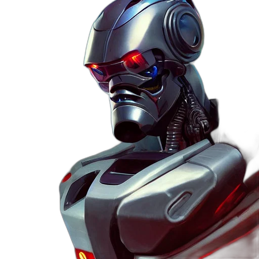 robot, concept art, cyberpunk, 3d render transparent PNG cut-out