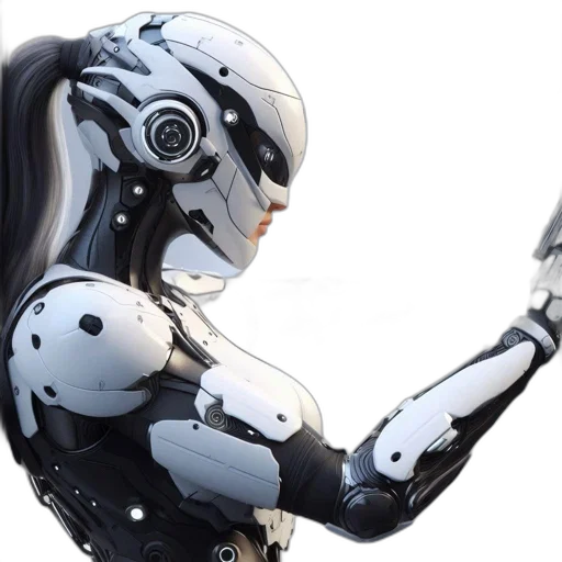 robot, concept art, 3d render, cyberpunk transparent PNG cut-out