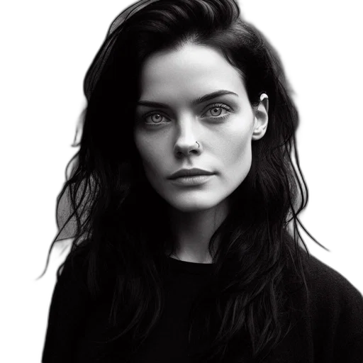 face, jacket, hair, dress transparent PNG cut-out
