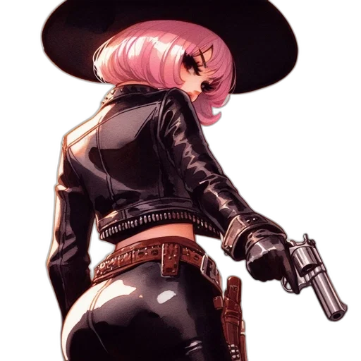 weapon, jacket, hat, comic book art transparent PNG cut-out