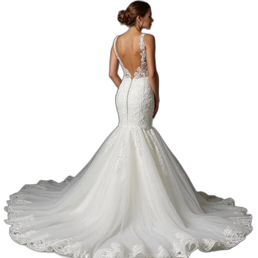 dress, mermaid, style, lace transparent PNG cut-out