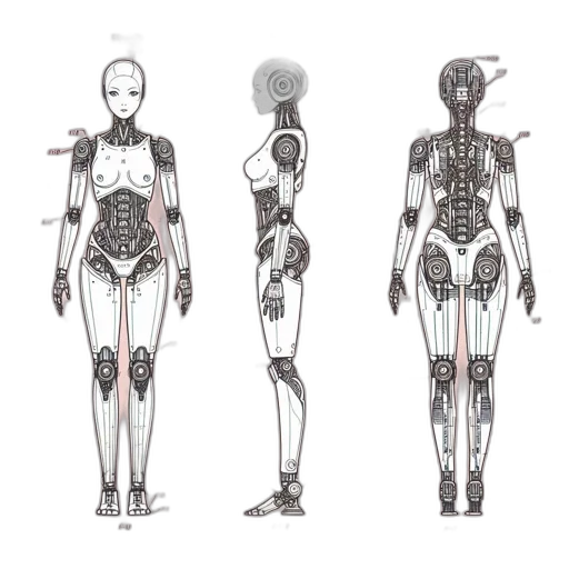 robot, concept art, cyberpunk, 3d render transparent PNG cut-out