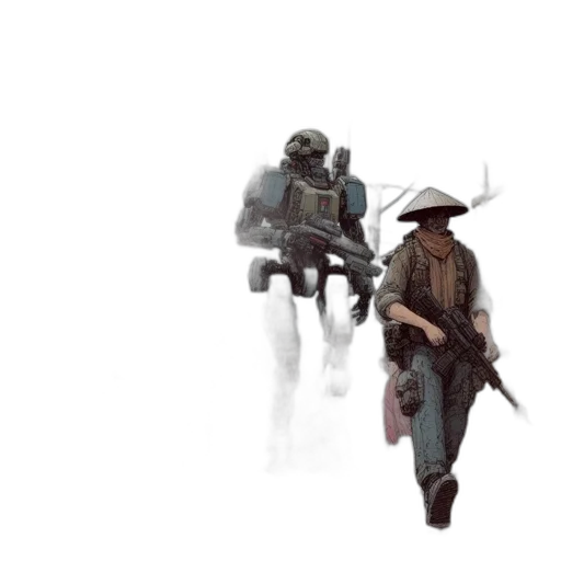 robot, weapon, hat, concept art transparent PNG cut-out