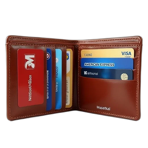 brown, leather, wallet, open transparent PNG cut-out