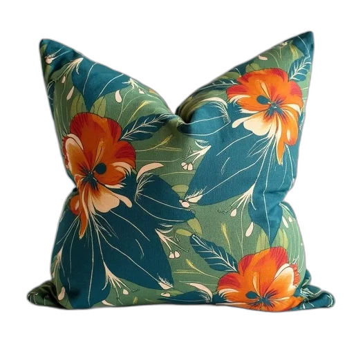 flower, blue, green, orange transparent PNG cut-out