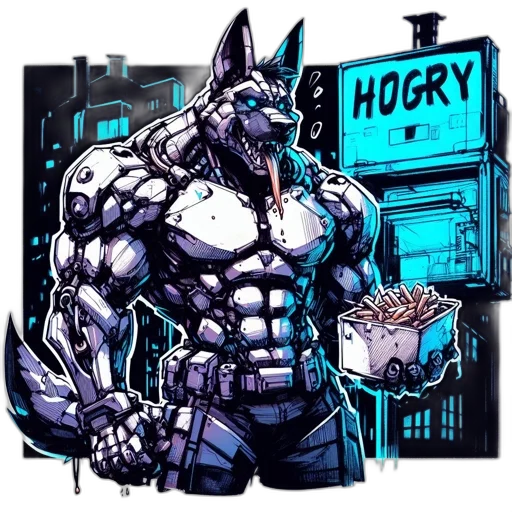 animal, comic book art, concept art, cyberpunk transparent PNG cut-out