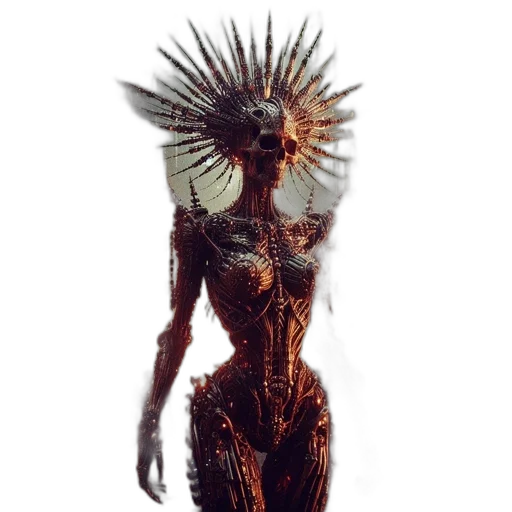 creature, dress, hair, robot transparent PNG cut-out
