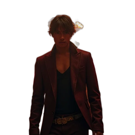 jacket, staff, hair, cyberpunk transparent PNG cut-out