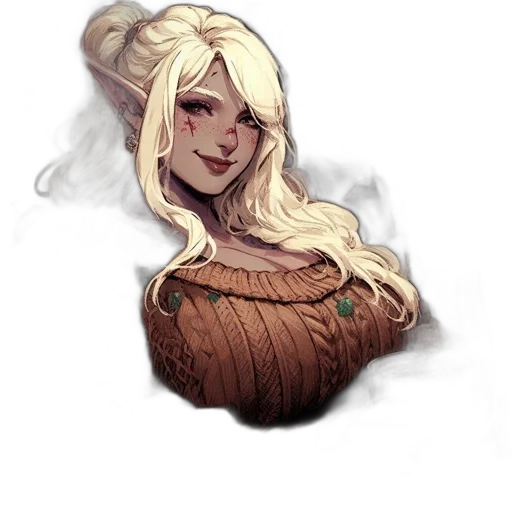 dress, face, staff, fantasy art transparent PNG cut-out