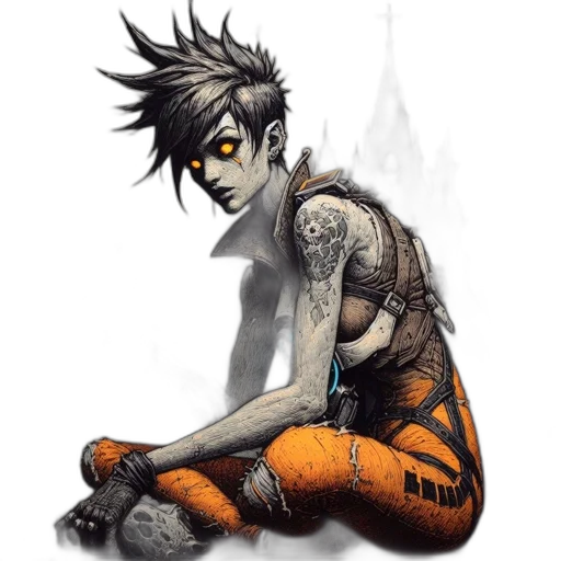 concept art, comic book art, fantasy art, cyberpunk transparent PNG cut-out