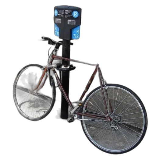 robot, 3d render, bicycle, parked transparent PNG cut-out