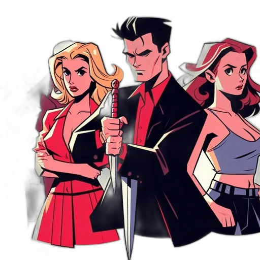 comic book art, concept art, cartoon, pixel art transparent PNG cut-out