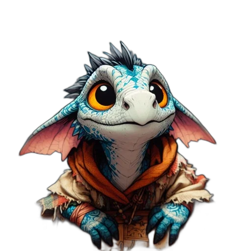dragon, staff, creature, jacket transparent PNG cut-out