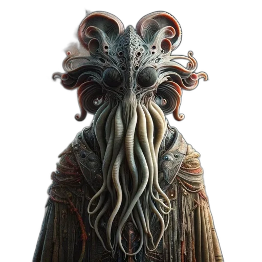 creature, mask, staff, hair transparent PNG cut-out