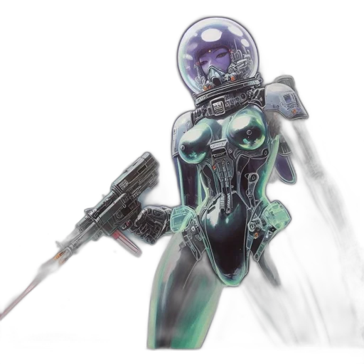 robot, weapon, concept art, cyberpunk transparent PNG cut-out
