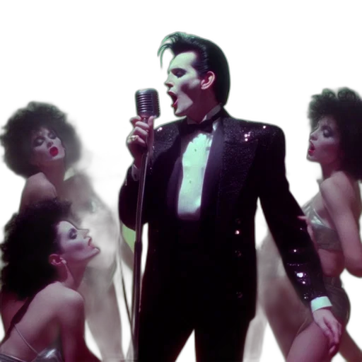 performer, sings, into, vintage transparent PNG cut-out