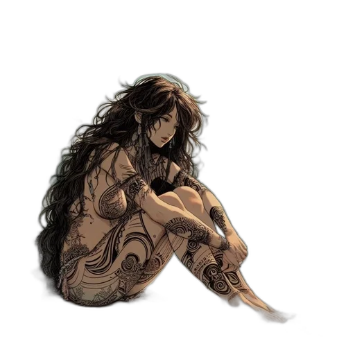 hair, dress, jewelry, creature transparent PNG cut-out