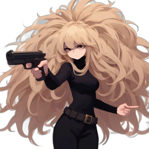 weapon, hair, staff, anime transparent PNG cut-out