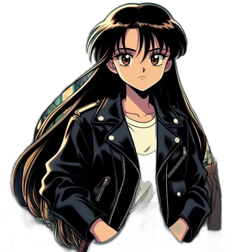 jacket, hair, anime, pixel art transparent PNG cut-out
