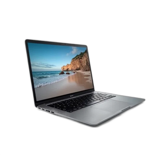 3d render, sleek, silver, laptop transparent PNG cut-out