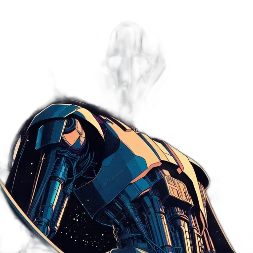 robot, mask, jacket, weapon transparent PNG cut-out