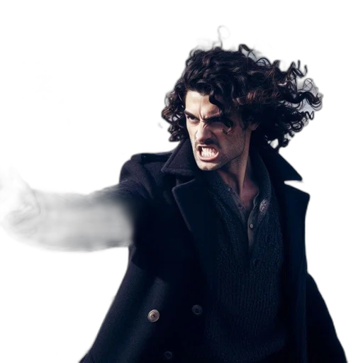 jacket, hair, staff, concept art transparent PNG cut-out