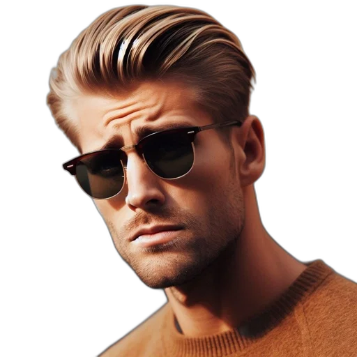 face, hair, jacket, photorealistic transparent PNG cut-out