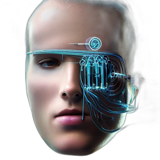 robot, face, mask, cyberpunk transparent PNG cut-out