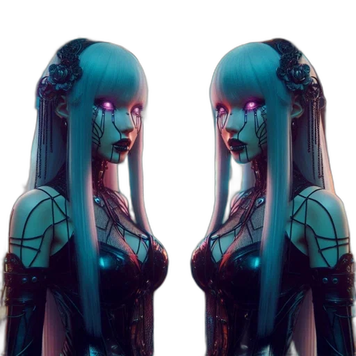 hair, dress, robot, mask transparent PNG cut-out