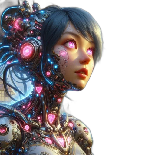 robot, cyberpunk, concept art, 3d render transparent PNG cut-out
