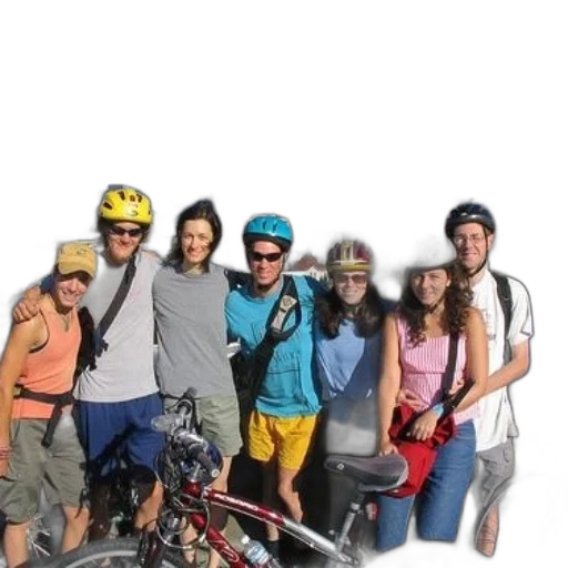 staff, group, cyclists, poses transparent PNG cut-out