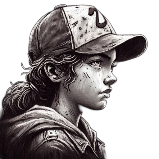 hat, face, comic book art, photorealistic transparent PNG cut-out
