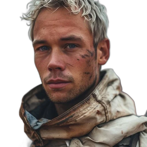 face, dragon, jacket, staff transparent PNG cut-out
