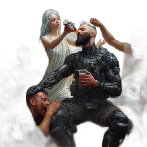 bottle, concept art, cyberpunk, fantasy art transparent PNG cut-out