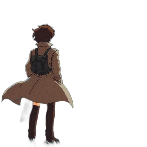 dress, jacket, staff, creature transparent PNG cut-out