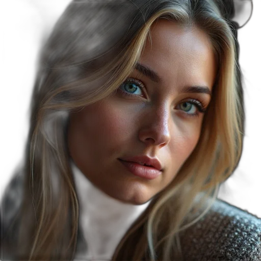 face, jacket, jewelry, hair transparent PNG cut-out
