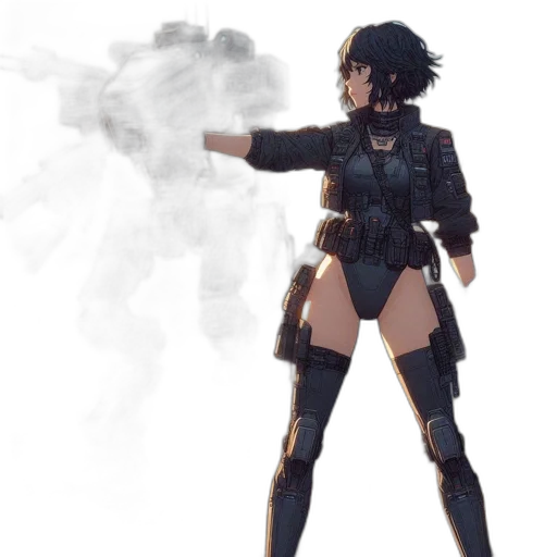 weapon, jacket, concept art, cyberpunk transparent PNG cut-out
