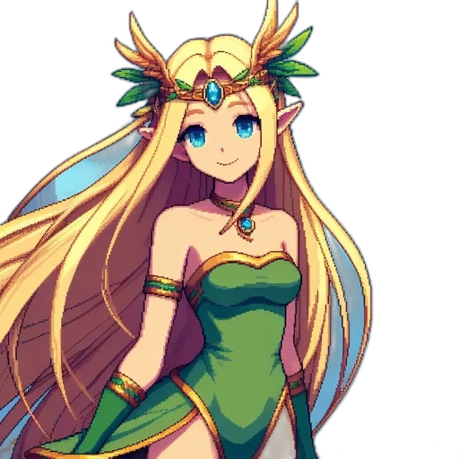 dress, crown, dragon, pixel art transparent PNG cut-out