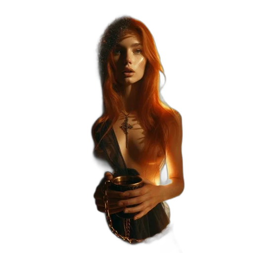 dress, staff, face, hair transparent PNG cut-out