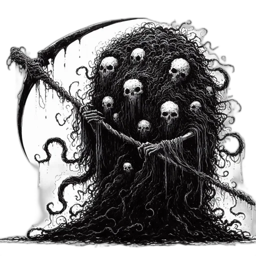 hair, creature, staff, weapon transparent PNG cut-out