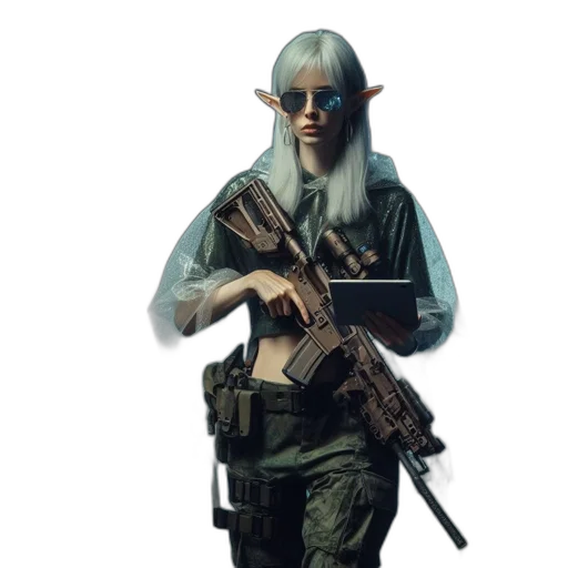 weapon, staff, jacket, concept art transparent PNG cut-out