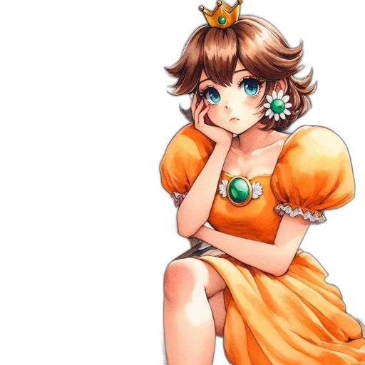 dress, crown, flower, staff transparent PNG cut-out