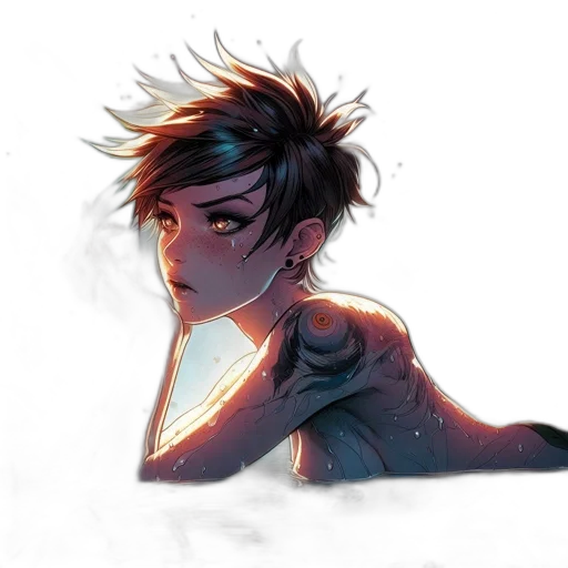 creature, jacket, face, hair transparent PNG cut-out