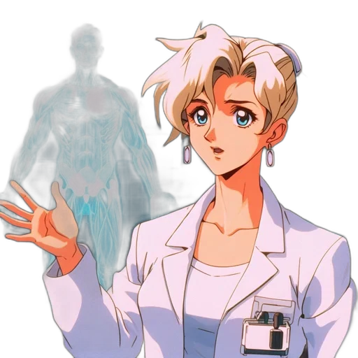 staff, jacket, robot, vaporwave transparent PNG cut-out