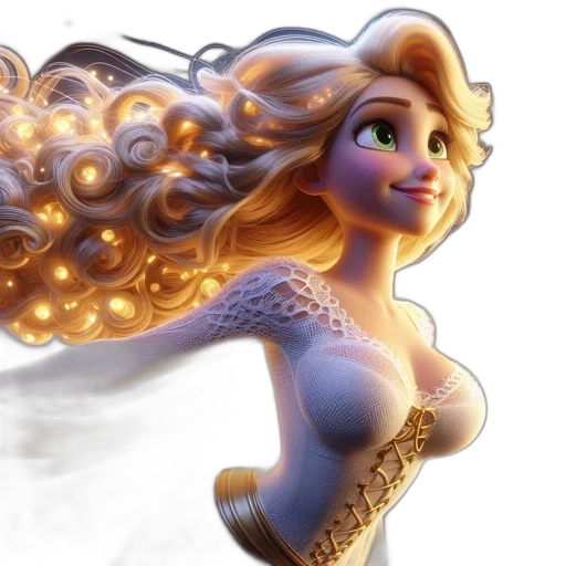 hair, dress, fantasy art, 3d render transparent PNG cut-out
