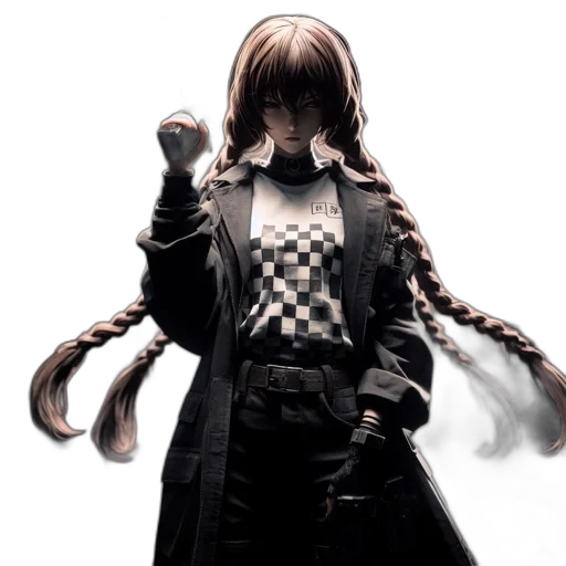 hair, staff, jacket, dress transparent PNG cut-out