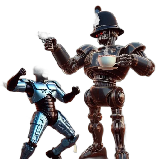 robot, concept art, 3d render, pixel art transparent PNG cut-out