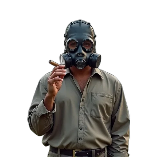 mask, jacket, face, weapon transparent PNG cut-out