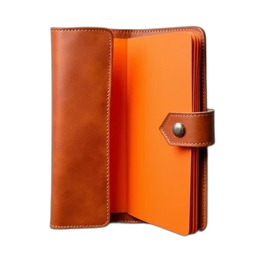 soft, leather, notebook, orange transparent PNG cut-out