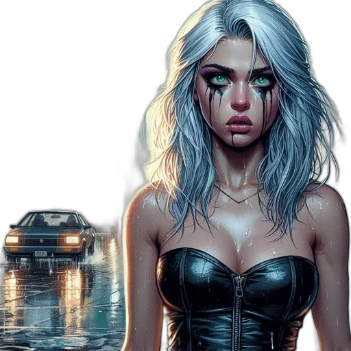 comic book art, fantasy art, concept art, cyberpunk transparent PNG cut-out
